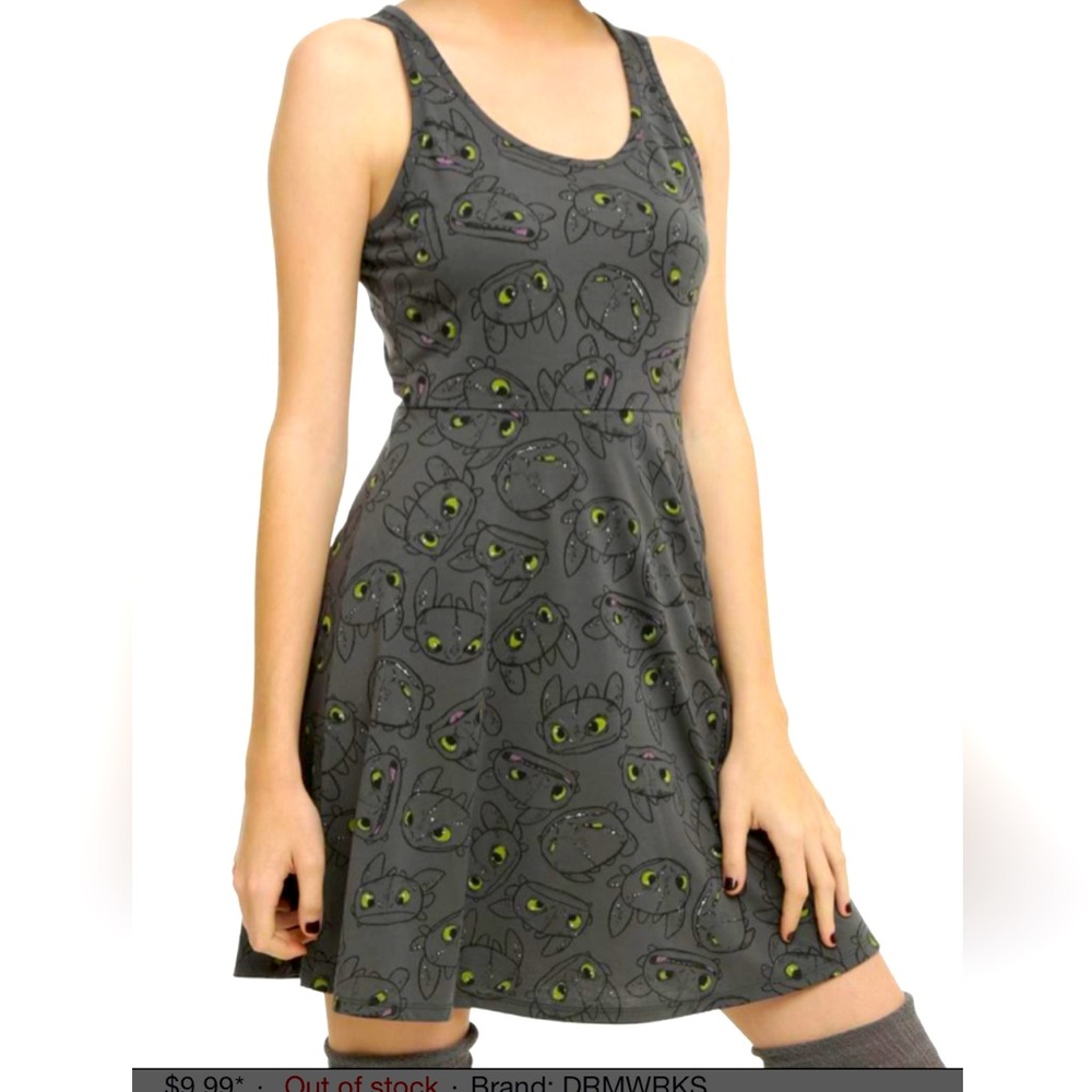 How To Train Your Dragon Toothless Skater Dress from Hot Topic -Sz Med New w Tag